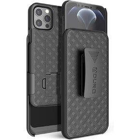 Aduro Combo Case & Holster for iPhone 12 Pro Max, Slim Shell & Swivel Belt Clip Holster, with Built-in Kickstand for Apple iPhone