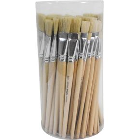 School Smart Interlocked White Paint Brushes with Short Handles for School and Arts and Crafts Use, Assorted Sizes, Bulk Set of 72