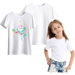 Sublimation T-Shirt Blanks for Toddler,3 Pack Unisex Kids Modal White Crew Neck Short Sleeve T Shirt