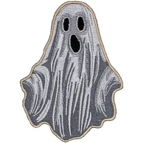 Ghost Patch - Embroidered Halloween Horror Ghost Iron On Sew On Applique Patches for Holes, Clothing, Dress, Jeans, Hat, Backpacks, Clothes, Men - Ghost Iron On Patch 3.5"