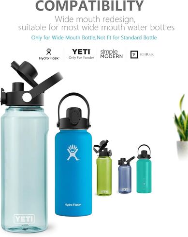 ALIENSX Spout Lid for Wide Mouth Water Bottles, Ideal Chug Cap for Hydro Flask Rambler 12/16/18/32/40/64 oz and Yeti Yonder 20/25/34/50 oz, Replacement Lids with Push Button and Flexible Handle in Kuwait