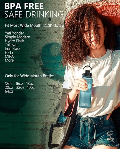 ALIENSX Spout Lid for Wide Mouth Water Bottles, Ideal Chug Cap for Hydro Flask Rambler 12/16/18/32/40/64 oz and Yeti Yonder 20/25/34/50 oz, Replacement Lids with Push Button and Flexible Handle in Kuwait