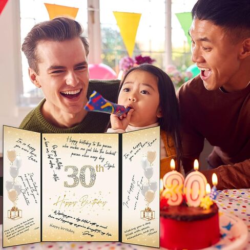 Crenics زينة عيد الميلاد الثلاثين لها أو له، بديل كتاب ضيف عيد الميلاد الثلاثين الإبداعي، كتاب توقيع عيد الميلاد الثلاثين باللونين الأسود والذهبي 18 × 12 بوصة، هدية رائعة لعيد الميلاد 30 للرجال أو النساء in Kuwait