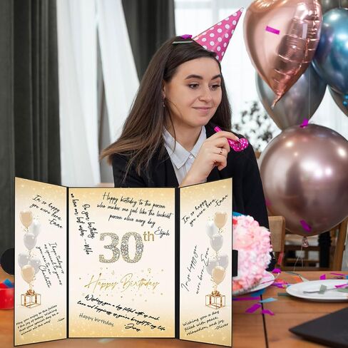 Crenics زينة عيد الميلاد الثلاثين لها أو له، بديل كتاب ضيف عيد الميلاد الثلاثين الإبداعي، كتاب توقيع عيد الميلاد الثلاثين باللونين الأسود والذهبي 18 × 12 بوصة، هدية رائعة لعيد الميلاد 30 للرجال أو النساء in Kuwait