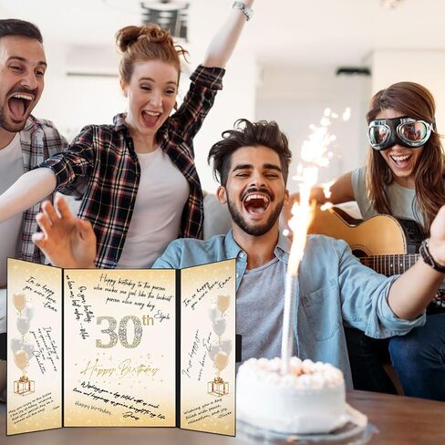 Crenics زينة عيد الميلاد الثلاثين لها أو له، بديل كتاب ضيف عيد الميلاد الثلاثين الإبداعي، كتاب توقيع عيد الميلاد الثلاثين باللونين الأسود والذهبي 18 × 12 بوصة، هدية رائعة لعيد الميلاد 30 للرجال أو النساء in Kuwait