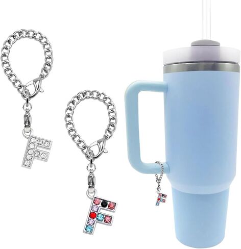 قطعتان من سحر الحروف لكأس ستانلي، ملحقات كأس ستانلي A-Z المعلقات الأولية زينة بهلوان ستانلي لكوب ستانلي المخصص سعة 40 أونصة بمقبض in Kuwait