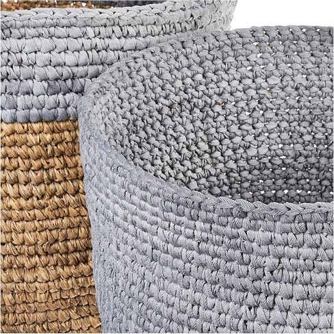 Bloomingville Set of 2 Beige Seagrass Baskets, Natural & Grey in Saudi Arabia