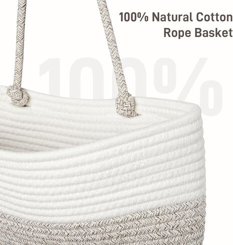 AivaToba سلة معلقة فوق الباب، منظم تخزين من الحبال القطنية المعلقة على الحائط بثلاثة طبقات، سلة تخزين مزخرفة لغرفة المعيشة (بني) in Kuwait