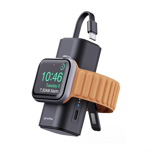 شاحن ساعة Apple المحمول iWALK: بنك طاقة iWatch سريع الشحن بقدرة 5000 مللي أمبير في الساعة بقدرة 15 وات، كابل USB-C مدمج، ملحقات حزمة بطارية السفر لساعة Apple Watch Ultra/9/8/7/6/SE، iPhone 15 Plus/Pro Max، Android in Saudi Arabia
