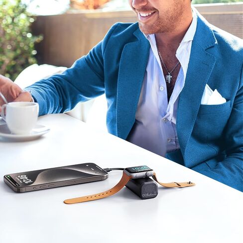 شاحن ساعة Apple المحمول iWALK: بنك طاقة iWatch سريع الشحن بقدرة 5000 مللي أمبير في الساعة بقدرة 15 وات، كابل USB-C مدمج، ملحقات حزمة بطارية السفر لساعة Apple Watch Ultra/9/8/7/6/SE، iPhone 15 Plus/Pro Max، Android in Saudi Arabia