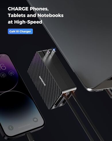 أحدث 2024 شاحن حائط قابل للسحب PD 65 وات، كتلة شاحن كمبيوتر محمول 2 في 1 USB C مع منافذ متعددة، كابلات قابلة للسحب من النوع C وLightning لأجهزة MacBook Pro/Air وiPad وiPhone وSamsung Galaxy in Kuwait