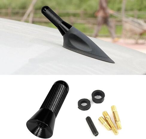 Carbon Fiber Car Short Antenna, 1.43 Inch Universal Stubby Antenna Decoration Replacement, Mini Aerial Antenna with Aluminum Threading Screw for FM AM Radio Reception (Blue) in Kuwait