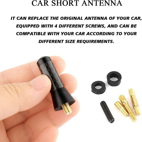 Carbon Fiber Car Short Antenna, 1.43 Inch Universal Stubby Antenna Decoration Replacement, Mini Aerial Antenna with Aluminum Threading Screw for FM AM Radio Reception (Blue) in Kuwait