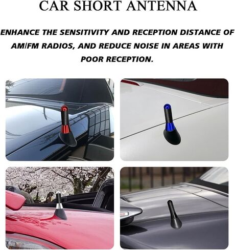Carbon Fiber Car Short Antenna, 1.43 Inch Universal Stubby Antenna Decoration Replacement, Mini Aerial Antenna with Aluminum Threading Screw for FM AM Radio Reception (Blue) in Kuwait
