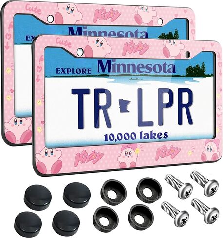 License Plate Frames for 2 PCS Cute Cartoon Metal Tag Frame Stainless Steel Car Front Rear Plate Decor,Quality Aluminum Composite Design Car Accessories with Holes and Screws,12.2x6.3inches in Saudi Arabia