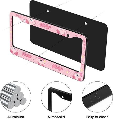 License Plate Frames for 2 PCS Cute Cartoon Metal Tag Frame Stainless Steel Car Front Rear Plate Decor,Quality Aluminum Composite Design Car Accessories with Holes and Screws,12.2x6.3inches in Saudi Arabia