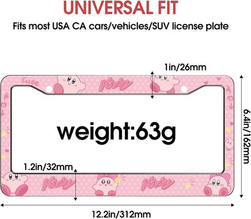 License Plate Frames for 2 PCS Cute Cartoon Metal Tag Frame Stainless Steel Car Front Rear Plate Decor,Quality Aluminum Composite Design Car Accessories with Holes and Screws,12.2x6.3inches in Saudi Arabia