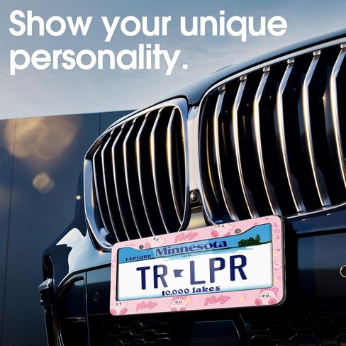 License Plate Frames for 2 PCS Cute Cartoon Metal Tag Frame Stainless Steel Car Front Rear Plate Decor,Quality Aluminum Composite Design Car Accessories with Holes and Screws,12.2x6.3inches in Saudi Arabia