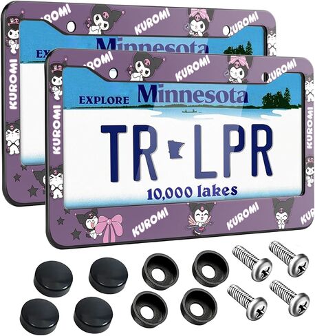 License Plate Frames for 2 PCS Cute Cartoon Metal Tag Frame Stainless Steel Car Front Rear Plate Decor,Quality Aluminum Composite Design Car Accessories with Holes and Screws,12.2x6.3inches in Saudi Arabia
