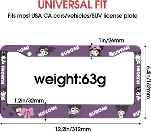 License Plate Frames for 2 PCS Cute Cartoon Metal Tag Frame Stainless Steel Car Front Rear Plate Decor,Quality Aluminum Composite Design Car Accessories with Holes and Screws,12.2x6.3inches in Saudi Arabia