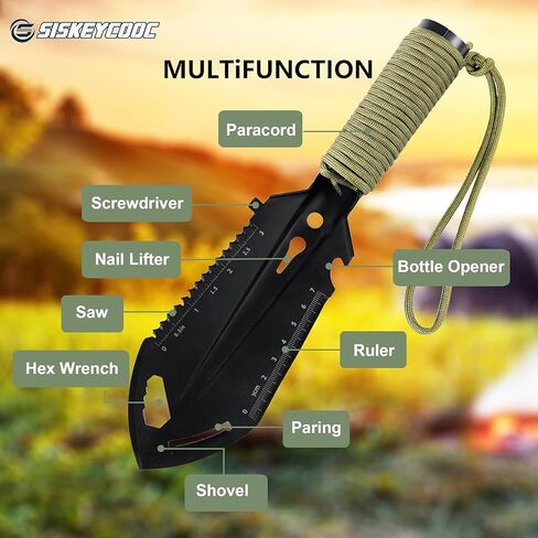 Backpacking Trowel,9 in 1 Multi-Function Camping Shovel with Flint Fire Starter,Trowel Backpacking,Camping Trowel,Ultralight Backpacking Shovel,Hiking Trowel Suitable for Outdoor/Camping in Saudi Arabia