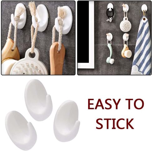 9 Pcs Wall Hooks Stick On Hook Heavy Duty Wall Hook White Self Adhesive Hooks for Bathroom Kitchen Hanging Coat Cloth Towel Robe in Saudi Arabia