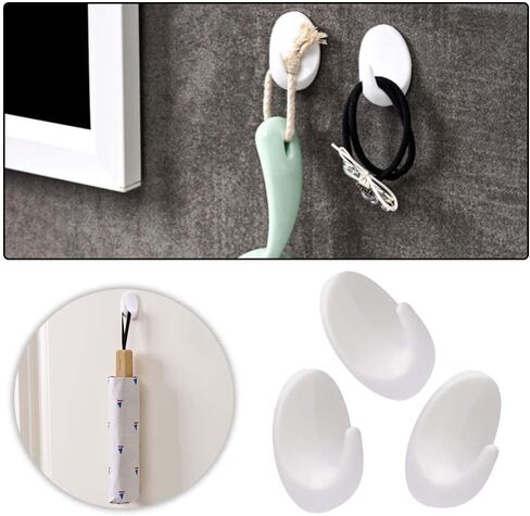 9 Pcs Wall Hooks Stick On Hook Heavy Duty Wall Hook White Self Adhesive Hooks for Bathroom Kitchen Hanging Coat Cloth Towel Robe in Saudi Arabia