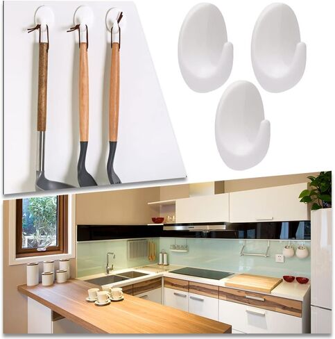 9 Pcs Wall Hooks Stick On Hook Heavy Duty Wall Hook White Self Adhesive Hooks for Bathroom Kitchen Hanging Coat Cloth Towel Robe in Saudi Arabia
