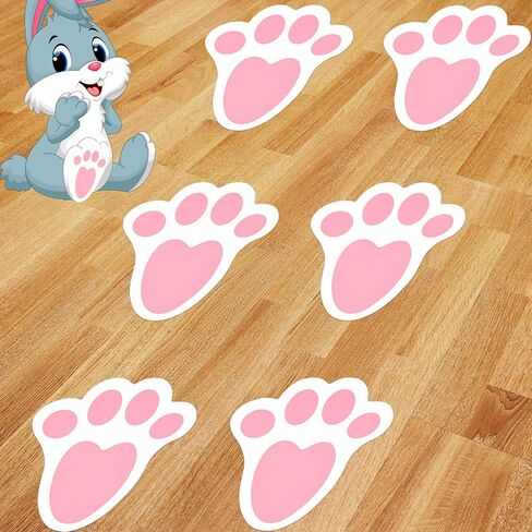 Outus 10 Sheet 52 Pieces Large Easter Bunny Paw Prints Footprints Floor Clings Decals 7.9 Inches Footprints Stickers Cute Festive Decals Decorations for Floor Ceiling Window Wall Easter Party Supplies in Saudi Arabia
