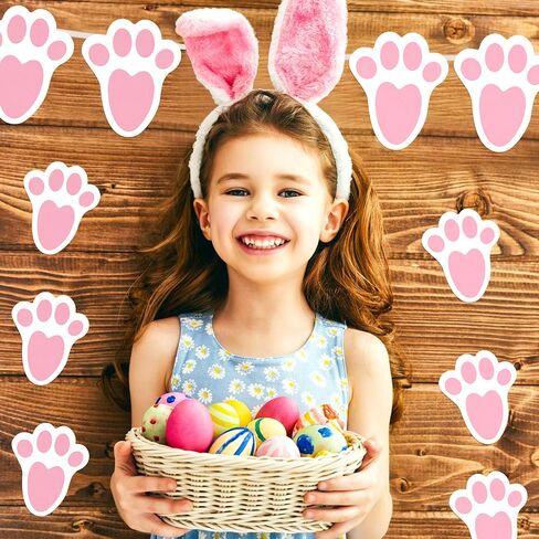 Outus 10 Sheet 52 Pieces Large Easter Bunny Paw Prints Footprints Floor Clings Decals 7.9 Inches Footprints Stickers Cute Festive Decals Decorations for Floor Ceiling Window Wall Easter Party Supplies in Saudi Arabia