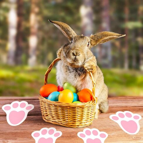 Outus 10 Sheet 52 Pieces Large Easter Bunny Paw Prints Footprints Floor Clings Decals 7.9 Inches Footprints Stickers Cute Festive Decals Decorations for Floor Ceiling Window Wall Easter Party Supplies in Saudi Arabia