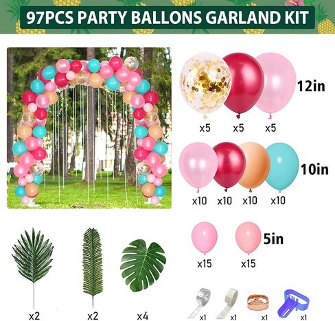 334Pcs Luau Aloha Party Decorations, Hawaiian Birthday Party Supplies for Tropical Summer Baby Shower Beach Decor Disposable Plates Napkin Cups Dinnerware Set, Table Skirt Straw Balloon Kit (25 Guest) in Saudi Arabia