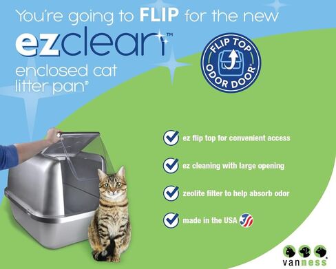 صندوق فضلات القطط المغطى EZ Clean من Van Ness Pets مع غطاء باب علوي للرائحة in Kuwait