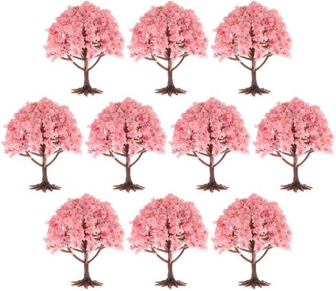 Baluue 10pcs Model Trees, Pink Miniature Trees Model Train Scenery Diorama Trees, DIY Mini Trees for Scenery Landscape Woodland Scenery Crafts 2.4" x 4" in Saudi Arabia