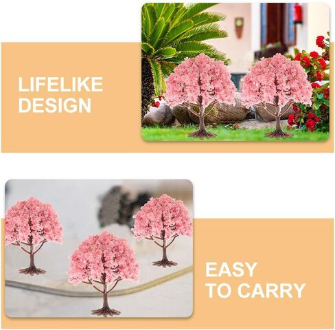Baluue 10pcs Model Trees, Pink Miniature Trees Model Train Scenery Diorama Trees, DIY Mini Trees for Scenery Landscape Woodland Scenery Crafts 2.4" x 4" in Saudi Arabia