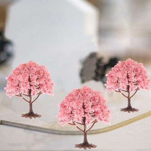 Baluue 10pcs Model Trees, Pink Miniature Trees Model Train Scenery Diorama Trees, DIY Mini Trees for Scenery Landscape Woodland Scenery Crafts 2.4" x 4" in Saudi Arabia