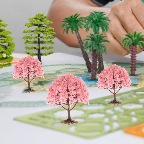 Baluue 10pcs Model Trees, Pink Miniature Trees Model Train Scenery Diorama Trees, DIY Mini Trees for Scenery Landscape Woodland Scenery Crafts 2.4" x 4" in Saudi Arabia