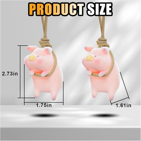 Swinging Pig Car Hanging Ornament, Swing Lucky Piggy Pendant Car Interior Rear View Mirror Charm Accessories, Super Cute Pig Decoration Universal for Car, Office, Home in Saudi Arabia
