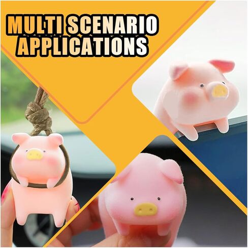 Swinging Pig Car Hanging Ornament, Swing Lucky Piggy Pendant Car Interior Rear View Mirror Charm Accessories, Super Cute Pig Decoration Universal for Car, Office, Home in Saudi Arabia