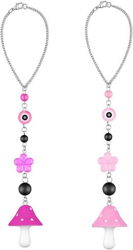 Mushroom Evil Eye Car Hanging Ornament for Rear View Mirror,Evil Eye Decor Protection and Good Luck Charm Window Hanging Sun Catcher Decor Car Amulet Ornament for Protection & Blessing (Purple Red) in Saudi Arabia