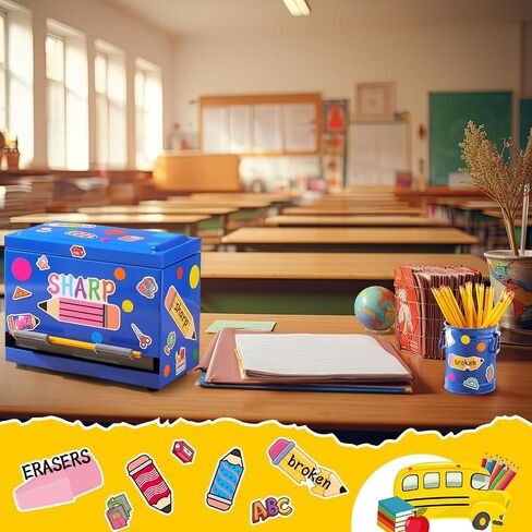 Mifoci 8 Pcs Pencil Dispenser Kit for Classroom Stainless Steel Pencil Dispenser Straw Dispenser for Pencils Metal Pencil Holder Pencil Letter Sticker Bulk Storage Teachers Classroom Supplies(Blue) in Saudi Arabia