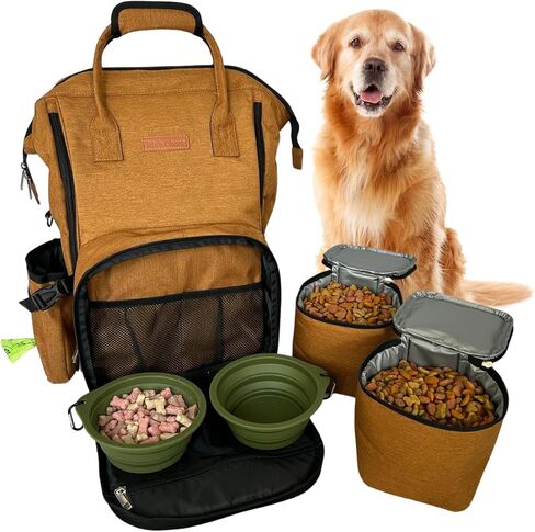 Tito's Closet Pet Travel Bag Includes Dog Travel Accessories 2-Pack Travel Bowls for Dogs, 2 Dog Food Containers, Dog Treat Bag (Gray) in Saudi Arabia