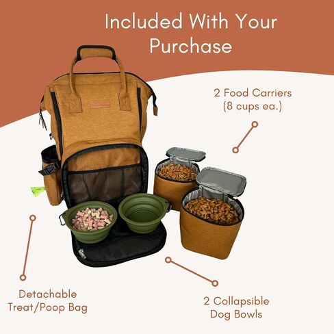 Tito's Closet Pet Travel Bag Includes Dog Travel Accessories 2-Pack Travel Bowls for Dogs, 2 Dog Food Containers, Dog Treat Bag (Gray) in Saudi Arabia
