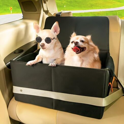 Elevated Dog Car Seat for Medium Sized Dog Under 45 lbs or 2 Dogs Under 25 lbs,Bucket Pet Booster Seat for Back Seat to See Out Window,Waterproof Dog Bed Car Seat(Black) in Kuwait