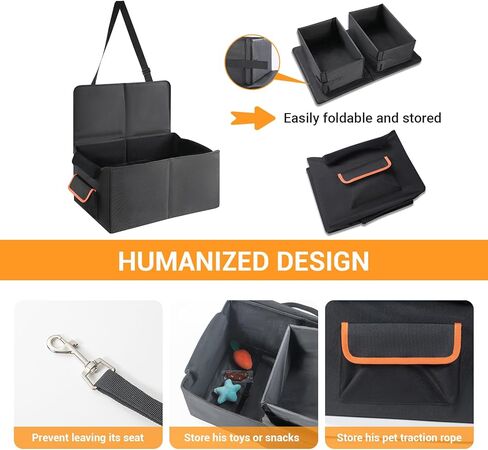 Elevated Dog Car Seat for Medium Sized Dog Under 45 lbs or 2 Dogs Under 25 lbs,Bucket Pet Booster Seat for Back Seat to See Out Window,Waterproof Dog Bed Car Seat(Black) in Kuwait