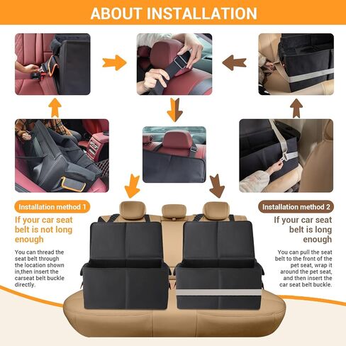 Elevated Dog Car Seat for Medium Sized Dog Under 45 lbs or 2 Dogs Under 25 lbs,Bucket Pet Booster Seat for Back Seat to See Out Window,Waterproof Dog Bed Car Seat(Black) in Kuwait