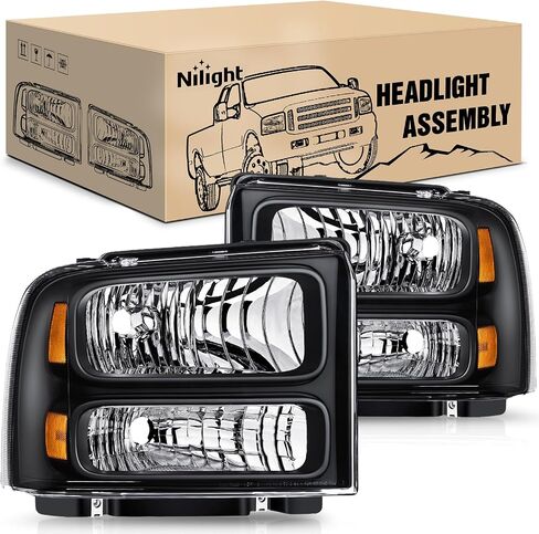 Nilight Headlight Assembly 2005 2006 2007 F250 F350 F450 F550 Super Duty Black Housing Amber Corner Clear Lens 4 Pack Headlights Assembly Replacement in Saudi Arabia