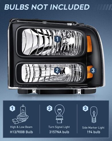 Nilight Headlight Assembly 2005 2006 2007 F250 F350 F450 F550 Super Duty Black Housing Amber Corner Clear Lens 4 Pack Headlights Assembly Replacement in Saudi Arabia