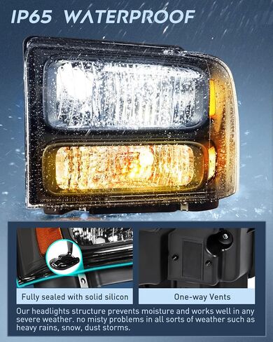 Nilight Headlight Assembly 2005 2006 2007 F250 F350 F450 F550 Super Duty Black Housing Amber Corner Clear Lens 4 Pack Headlights Assembly Replacement in Saudi Arabia