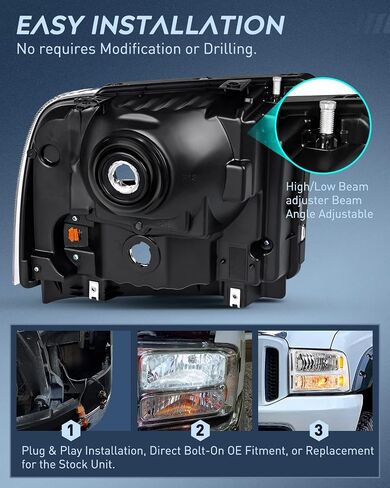 Nilight Headlight Assembly 2005 2006 2007 F250 F350 F450 F550 Super Duty Black Housing Amber Corner Clear Lens 4 Pack Headlights Assembly Replacement in Saudi Arabia